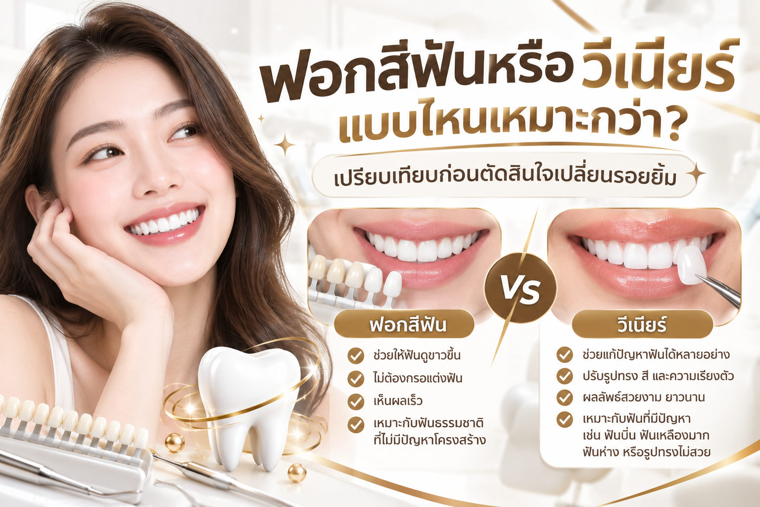 ฟอกสีฟันหรือทำวีเนียร์